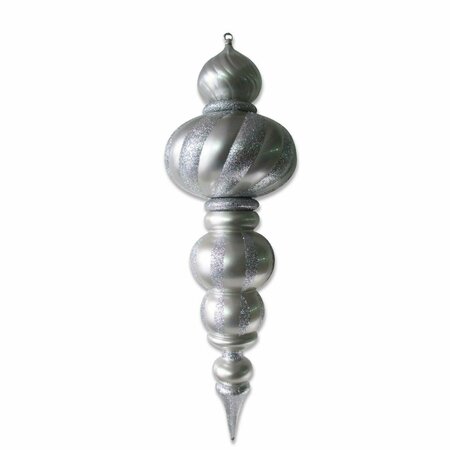 QUEENS OF CHRISTMAS 38.5 in. Oversized Shatterproof Finial Ornament, Silver ORN-OVS-38.5-SLV